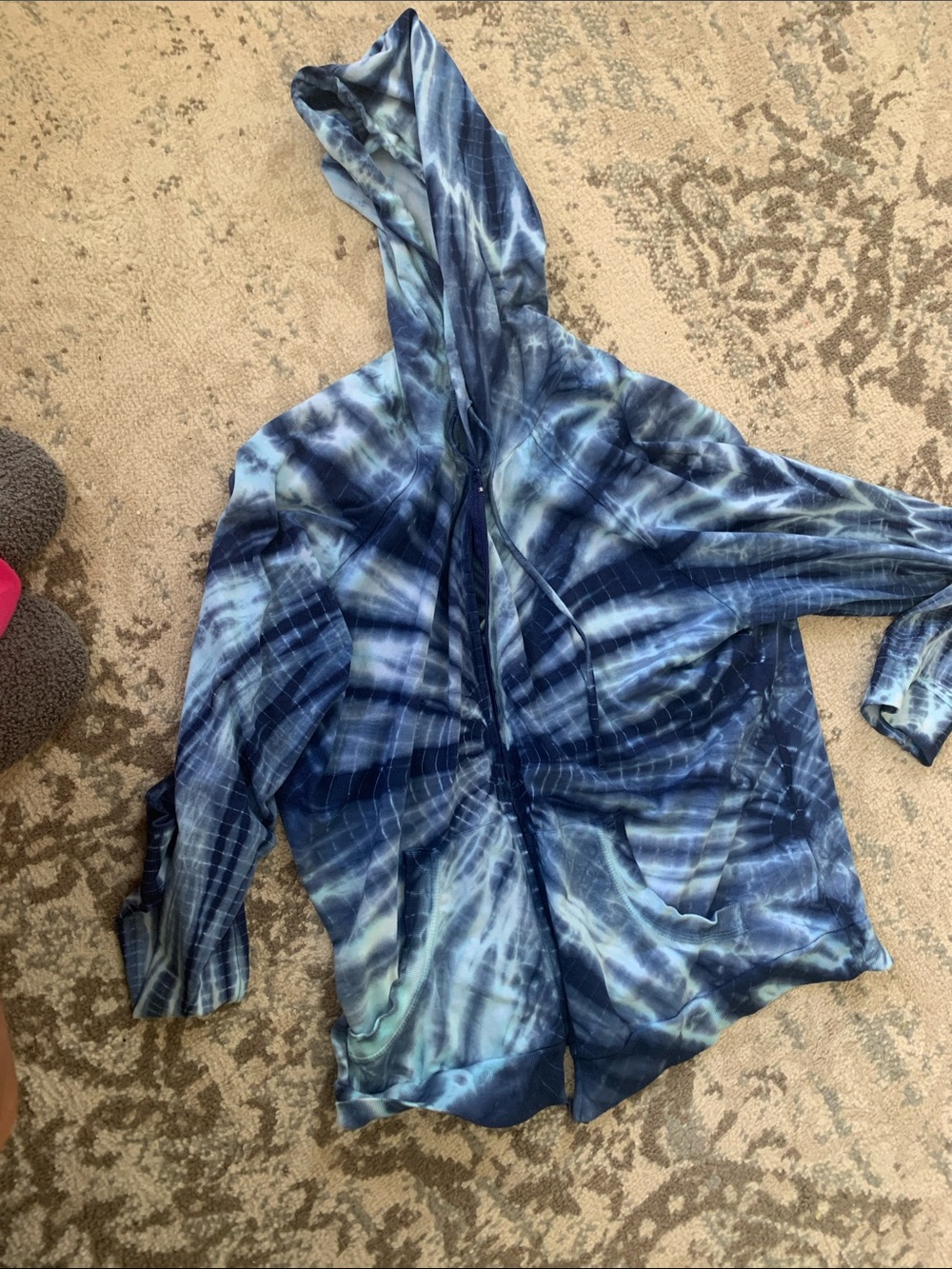 metrostyle Women's Navy & Light Blue Tie-Dye Hooded Teddy Jacket